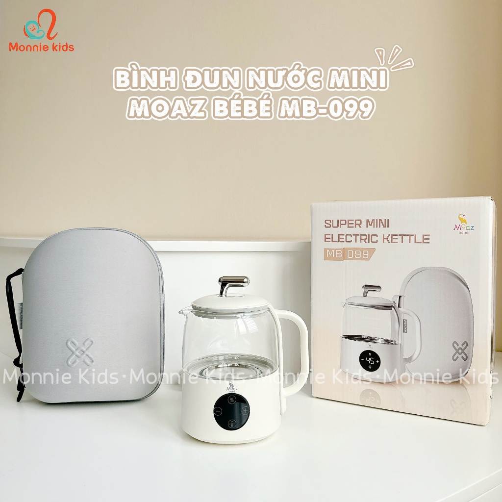 Bình đun nước pha sữa cho bé Moaz BeBe MB099 600ml, ấm đun nước mini siêu tốc giữ nhiệt - Monnie Kid