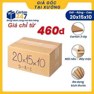 20x15x10 [COMBO 100] Hộp giấy carton đóng hàng, bìa carton 3 lớp gói hàng giá rẻ - Carton 247