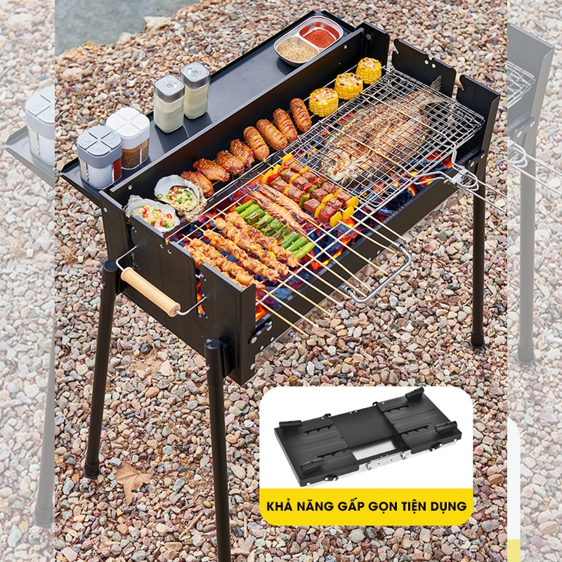 Bếp Nướng Than Hoa Gấp Gọn Du Lịch Dã Ngoại Ngoài Trời điều chỉnh được nhiệt độ nướng Mei Decor