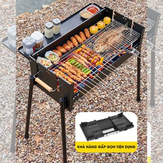 Bếp Nướng Than Hoa Gấp Gọn Du Lịch Dã Ngoại Ngoài Trời điều chỉnh được nhiệt độ nướng Mei Decor