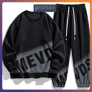  Bộ Quần Áo Nam Thu Đông Nam Nữ Cổ Tròn MEV Chất Ong Dày Dặn Quần Áo Nam Trẻ Trung BN13 - PROMAN 