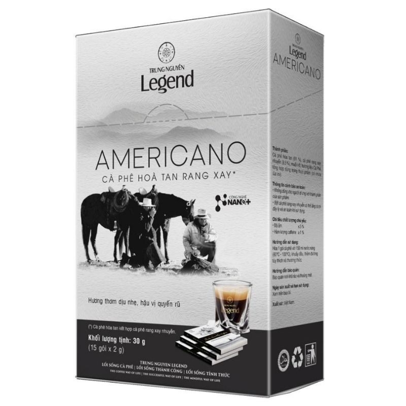 Cà phê hòa tan Americano Trung nguyên Legend hộp 15 gói x 2g