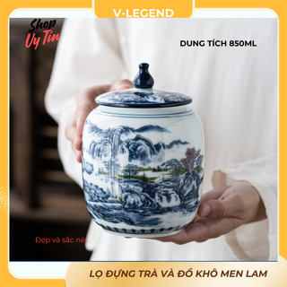 Lọ, hũ đựng trà đựng hạt, đựng đồ khô cỡ lớn chất liệu gốm sứ cao cấp nghệ nhân giúp giữ nguyên vị thơm ngon 850ml