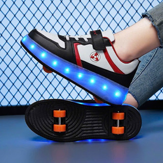 Giày Trượt Patin Có Đèn Led, 4 Bánh Xe Đôi Vô Hình Cho Bé Trai Bé Gái