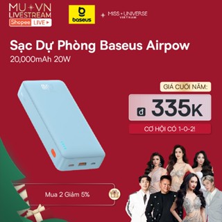 Sạc Dự Phòng Baseus Airpow 20000mAh Sạc Nhanh 20W Với Pin Lithium Polymer Có Hỗ Trợ Làm Mát Cho Điện Thoại