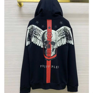 Áo Nỉ Mũ Hoodie Philip Đầu Lâu Cánh chim trắng sau lưng Siêu Nét,Chất Liệu Nỉ ,Hình in Sắc Nét thời trang hot