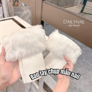 ống tay len thừng phối lông thỏ decor chụp ảnh nail