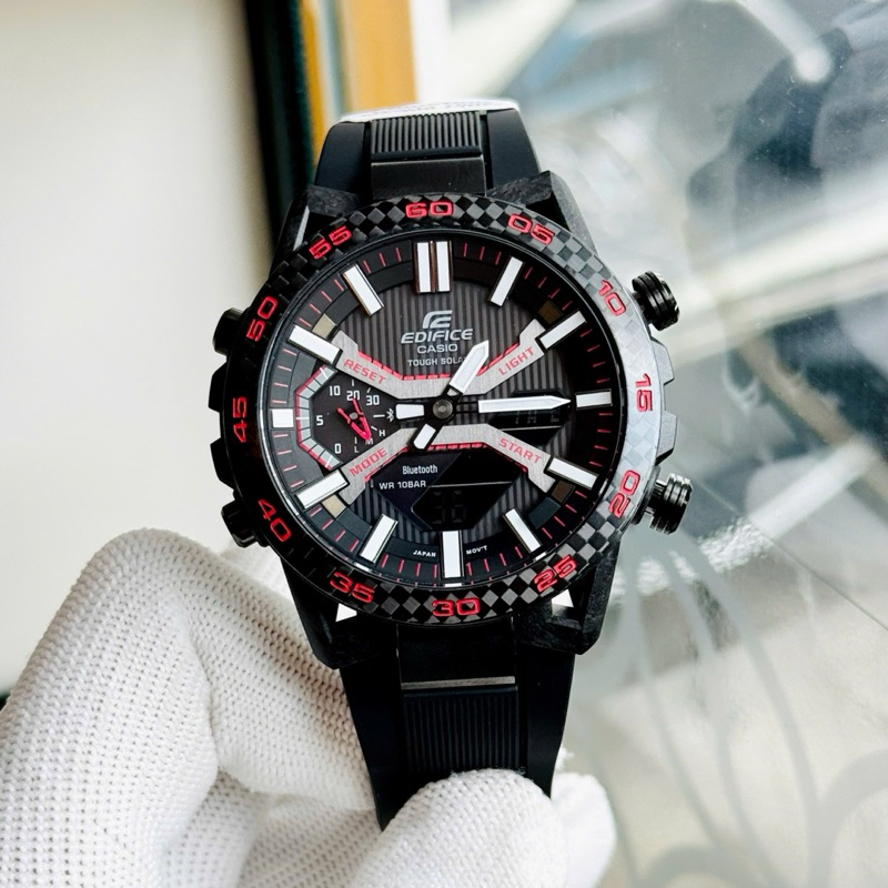 ĐỒNG HỒ NAM CHÍNH HÃNG Casio Edifice ECB-2000PB-1ADF Solar Tough Black Dial & Silicone Strap For Men