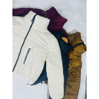 Áo phao croptop nữ cổ cao có thiết kế bo chun tay kèm dây rút điều chỉnh chun gấu cao cấp GeeTii