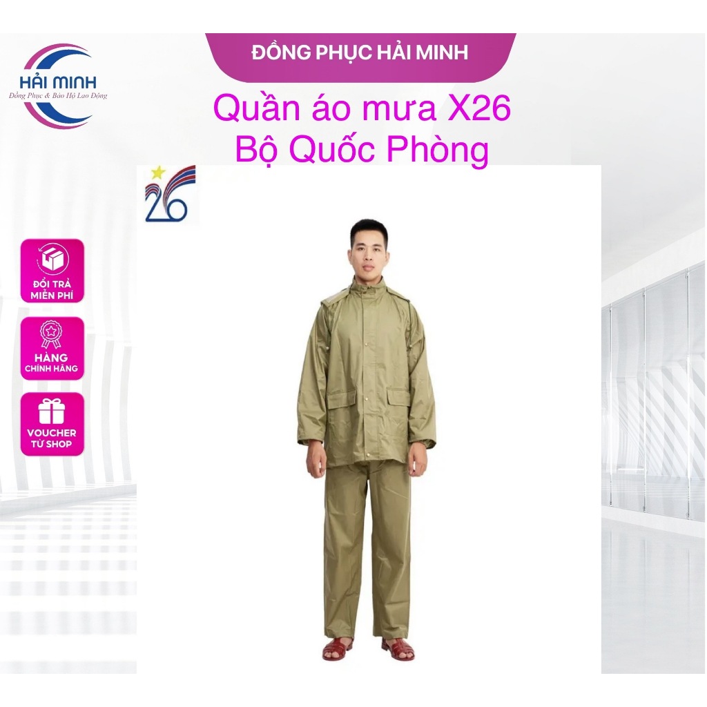 Bộ quần áo mưa X26 Bộ Quốc Phòng