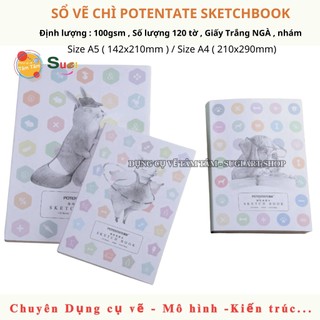 [ Sugi Art Shop ] Sổ Vẽ Chì Potentate May Gáy , Sổ Chuyên Kí Họa , Sketch chì, Phấn , Sáp - Sketchbook Potentate