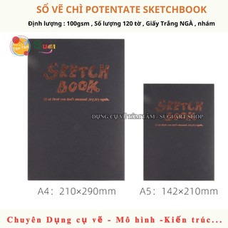 [ Sugi Art Shop ] Sổ Vẽ Chì Potentate May Gáy , Sổ Chuyên Kí Họa , Sketch chì, Phấn , Sáp - Sketchbook Potentate