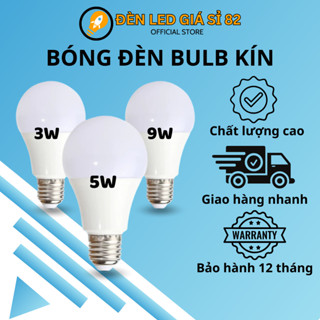 Bóng Bulb Kín Chống Nước, Bóng Đèn Led Búp Tròn 3W, 5W, 7W, 9W Ánh Sáng Trắng, Vàng Siêu Sáng