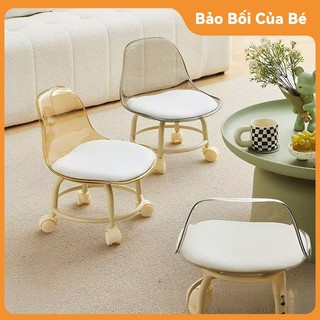  Ghế Đẩu Ngồi Nhỏ Ghế Ròng Rọc Cho Bé Ghế Tựa Lưng Acrylic Có Bánh Xe Thiết Kế Nệm Ngồi Da PU Mềm Mại 
