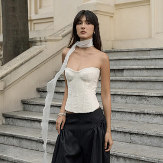 Áo Corset nữ Dịu Kha Corset dáng ôm cúp ngực có dây buộc phía sau, khóa kéo bên sườn - oula studios