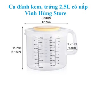Ca Nhựa Đánh Kem Cheese, đánh trứng Có Nắp Dung Tích 2.5 Lít
