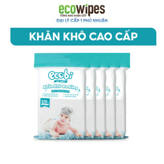 Combo 05 túi khăn vải khô đa năng Ecobi cho bé túi 270 tờ 345g