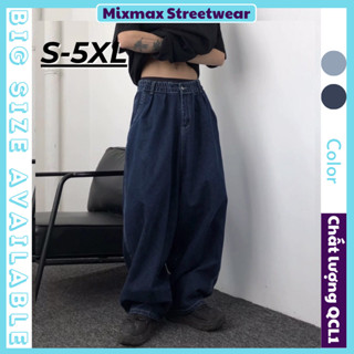[SẴN 1 SỐ SIZE-CÓ BIG SIZE] Wideflow Jean - Quần jean ống rộng màu xanh basic trơn cạp chun hiphop unisex siêu chất