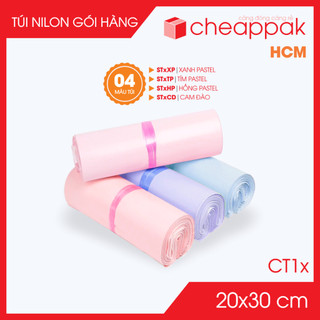 CT1 - 20x30 cm - Combo 100 túi nilon gói hàng 1 lớp - Nhiều màu pastel, túi niêm phong giao hàng