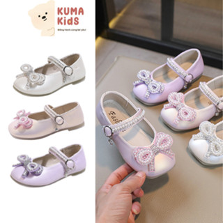 [SALE] Giày búp bê bé gái da công chúa, ĐÍNH NƠ ĐÁ LẮP LÁNH cho trẻ em 2-6 tuổi Kuma Kids - KBB03 HaBu