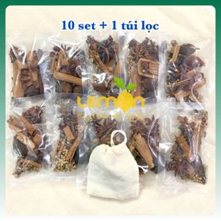 Combo 10 gói gia vị thảo mộc nấu phở bò, phở gà chuẩn vị (6 nguyên liệu) - Tặng kèm túi lọc