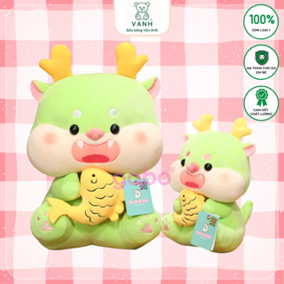  Gấu Bông Rồng Xanh Cầm Cá Rồng con vô tri siêu cute Hàng Quảng Châu quà tặng bạn tuổi rồng 