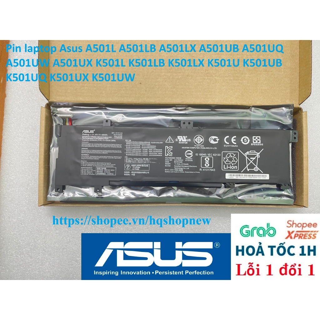 ⚡️ Pin laptop Asus A501L A501LB A501LX A501UB A501UQ A501UW A501UX K501L K501LB K501LX K501U K501UB 