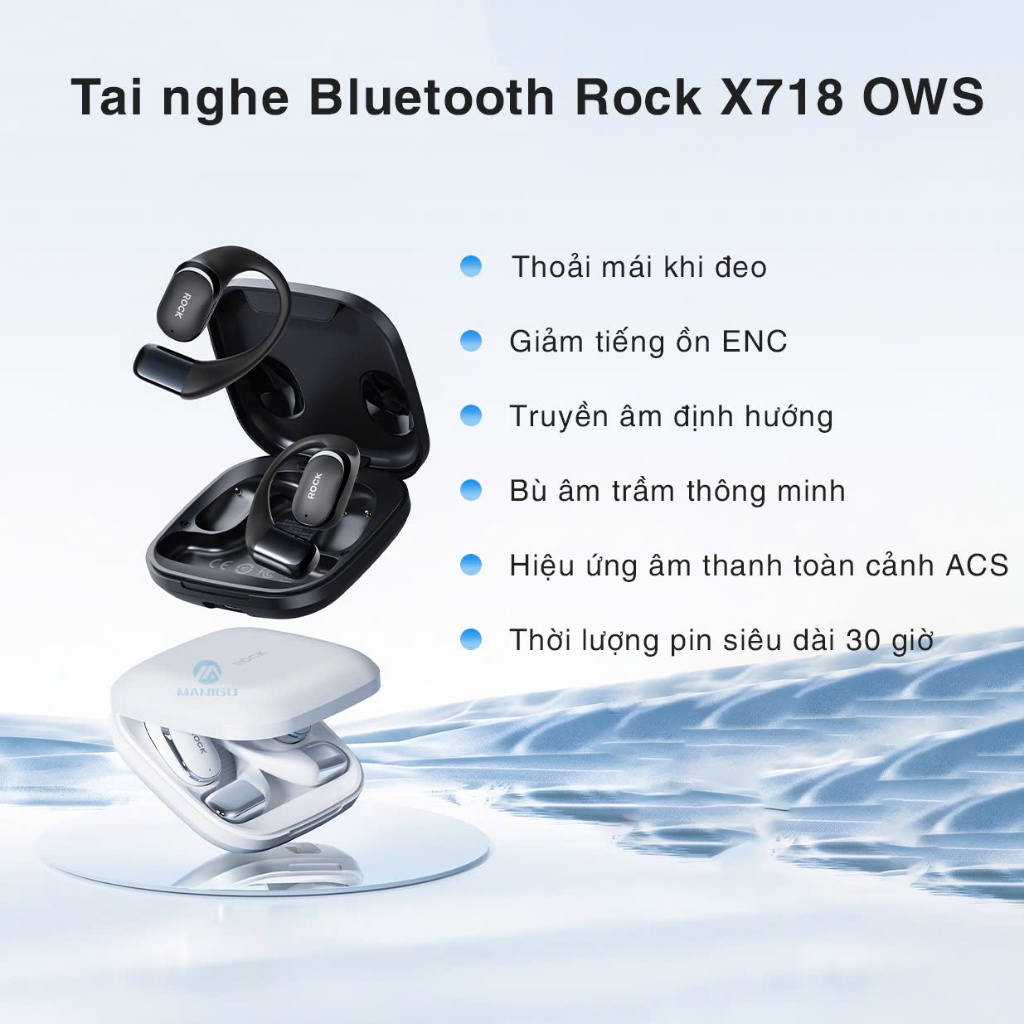Tai nghe bluetooth không dây kẹp vành tai Rockspace X718 Bluetooth Earphones bảo hành 12 tháng | BigBuy360 - bigbuy360.vn
