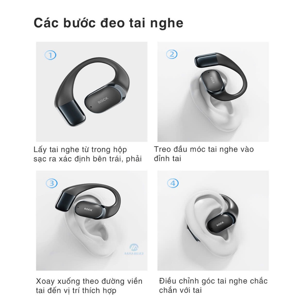 Tai nghe bluetooth không dây kẹp vành tai Rockspace X718 Bluetooth Earphones bảo hành 12 tháng | BigBuy360 - bigbuy360.vn