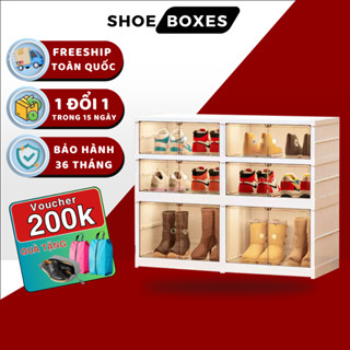 Tủ giày gấp gọn SHOE BOX 12 đôi 9104-2-1G chất liệu nhựa ABS cao cấp có bánh xe, Kệ giày, Hộp giày đa năng tiện lợi