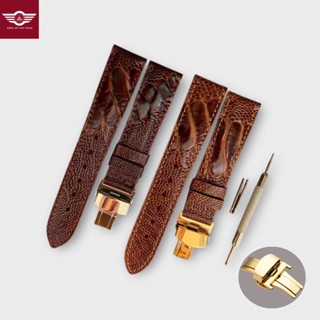 Dây Đồng Hồ Da Đà Điểu, Da Vảy Chân, Màu Đen/Nâu/Nâu Đỏ/Vàng Bò (SP gồm: Chốt, Khóa, Tool)