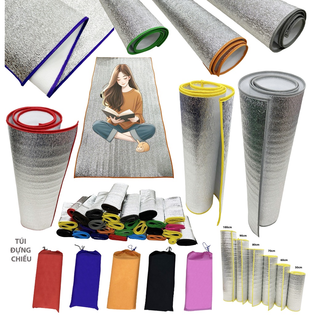 [ Kho chiếu sỉ ] Chiếu ngủ văn phòng nhiều màu - chiếu bạc dày 3,5ly - Túi đựng chiếu - chọn loại