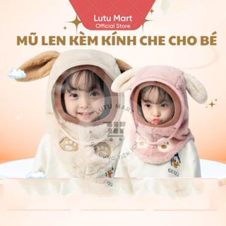 Mũ Len Lông Cừu Trùm Đầu Cho Bé Kèm Kính Chắn Gió Chống Bụi Ấm Áp Và An Toàn Cho Mùa Đông - Lutu Mart