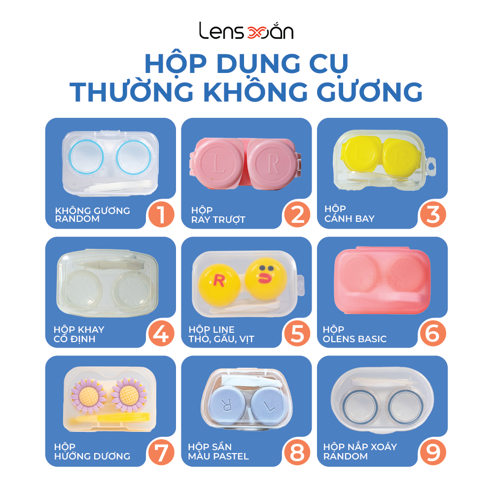 Hộp dụng cụ kính áp tròng không gương LENS XOẮN HỘP DỤNG CỤ THƯỜNG KHÔNG GƯƠNG