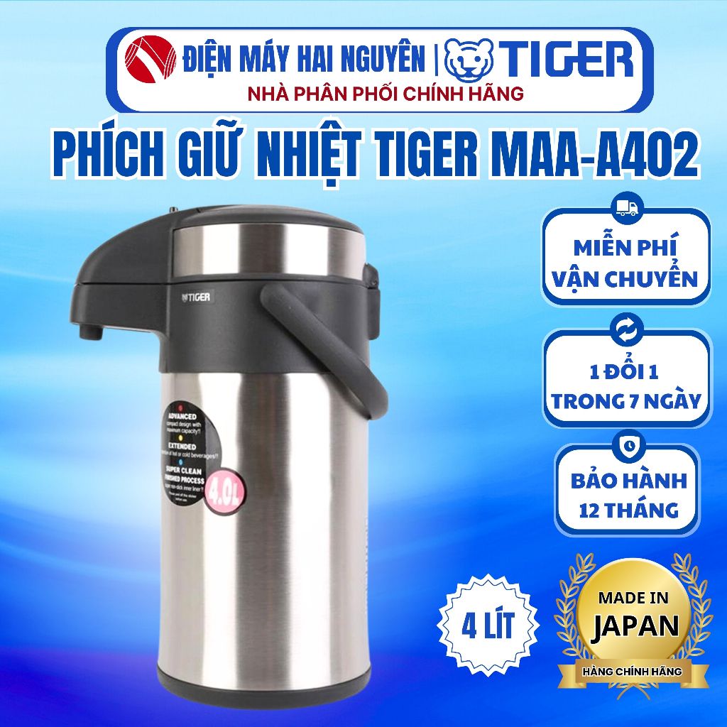 Bình Thủy Chân Không Tiger MAA-A402, dung tích 4 lít