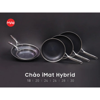 Chảo chiên iMat Hybrid Blackcube chống dính gốm Ceramic màu đen, cỡ 18 I 20 I 24 I 26 I 28 I 30(cm)