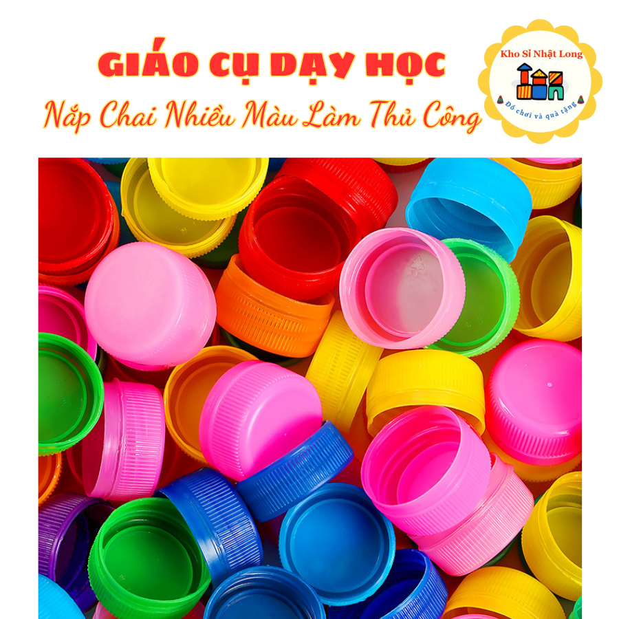  100 Nắp Chai Nhựa Nhiều Màu - Làm Thủ Công Mầm Non Đường Kính Nắp 30mm  fi30  