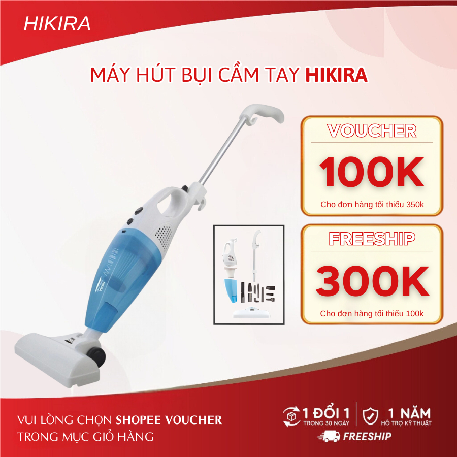 Máy hút bụi cầm tay HIKIRA Nhật Bản thiết kế gọn nhẹ lực hút siêu mạnh tặng kèm 9 đầu hút riêng biệt