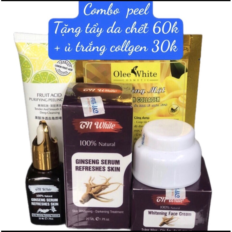 Combo Peel Da TN White (Chính Hãng 💯 )tặng 1 ủ trắng và chải tây da chết 60k