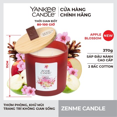 Nến Ly Màu Sáp Đậu Nành Zenme 370g - Apple Blossom