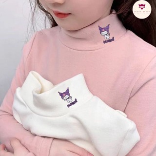 Babyboo - Áo giữ nhiệt cổ cao 3 phân in hình Kuromi cho bé gái chất liệu nỉ lông mềm mịn dày ấm từ 6-40kg