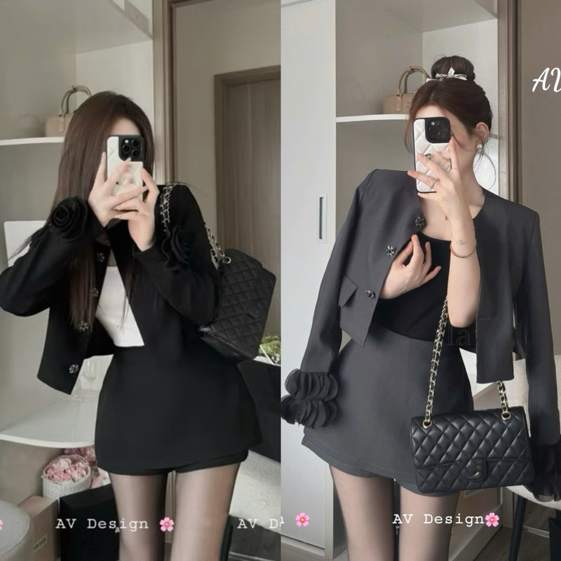  Set đồ nữ Áo Hoa Tay Chân Váy Quần Khuy Hoaa Siêu Cá Tính Chất Tuyết Mưa Hàng Ép Mùng dày dặn chuẩn form AV Design 