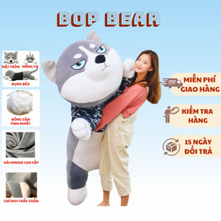 Chó, Mèo Husky Bông Siêu To Khổng Lồ - Chất Liệu Lông Nhung Mềm Mịn Co Dãn 4 Chiều - Gấu Bông Chó Husky