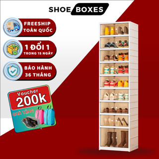Tủ giày gấp gọn SHOE BOX 18 đôi 9102-8-1G chất liệu nhựa ABS cao cấp, Kệ giày, Hộp giày đa năng tiện lợi