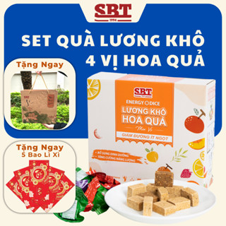   CÓ TÚI GIẤY  Hộp Quà Lương Khô Mix 4 Vị Hoa Quả SBT Làm Quà Tặng Quà Biếu Tết Sang Trọng 2025 