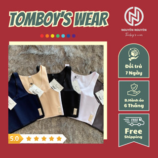 Áo Nịt Ngực Tomboy Gen Thun Không Viền Cài Hông - Nẹp Trắng Đen Ngực Tomboy Thể Thao Tập Gym Ba Lỗ Bigsize Nguyễn Nguyên