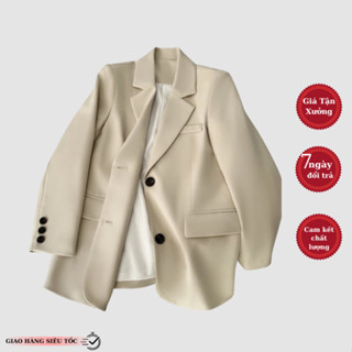 Áo blazer Áo vest nữ HUNALY cổ bẻ xẻ lưng áo khoác công sở cool ngầu sang trọng lịch sự  QC N304