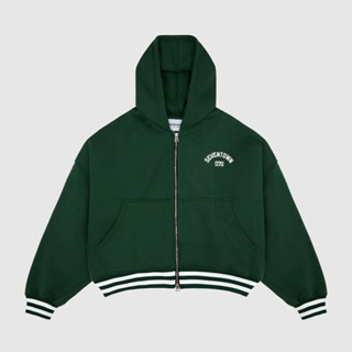 Áo HOODIE-ZIP Nỉ Bông Unisex SEVENTOWN 070 STRIPES màu DARK GREEN Local Brand