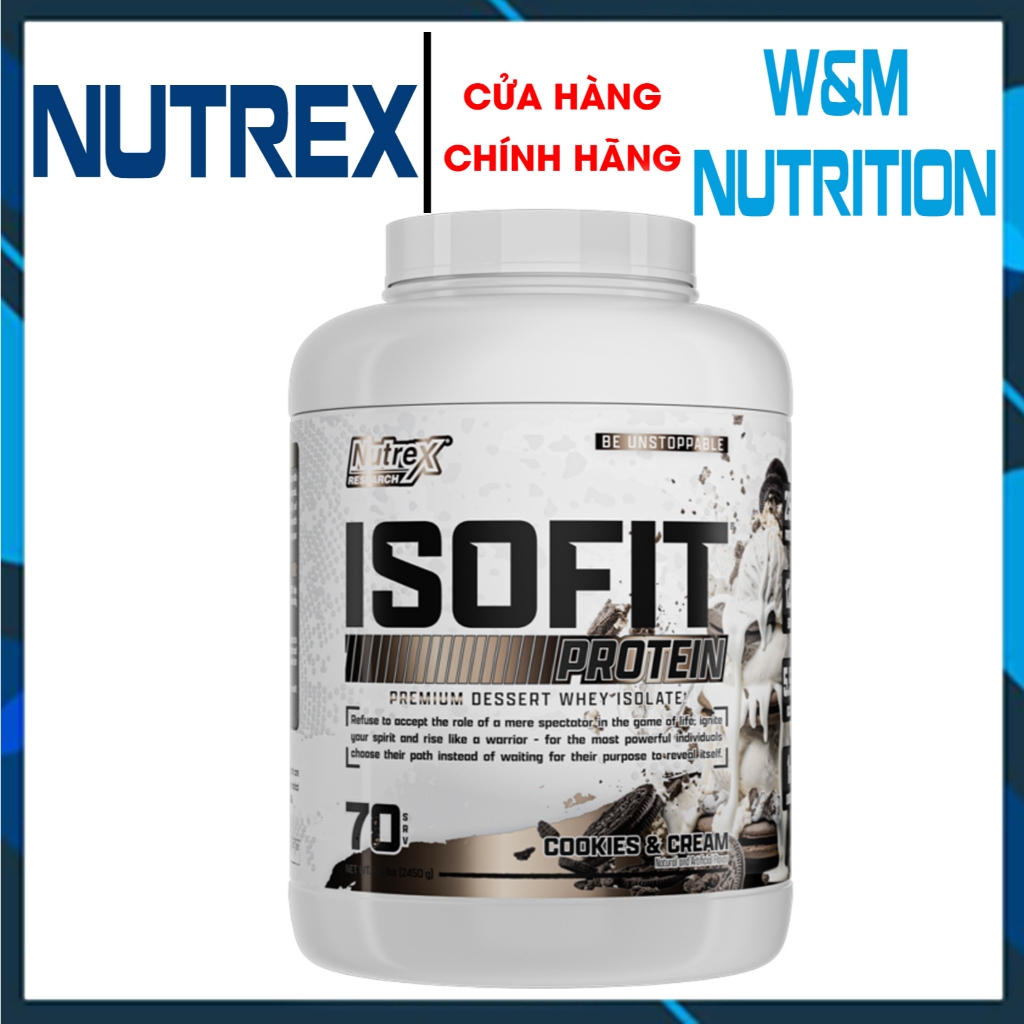 Nutrex ISOFIT 5LBS 70 Servings Vani - Phục hồi phát triển cơ bắp 100% Whey Protein Isolate