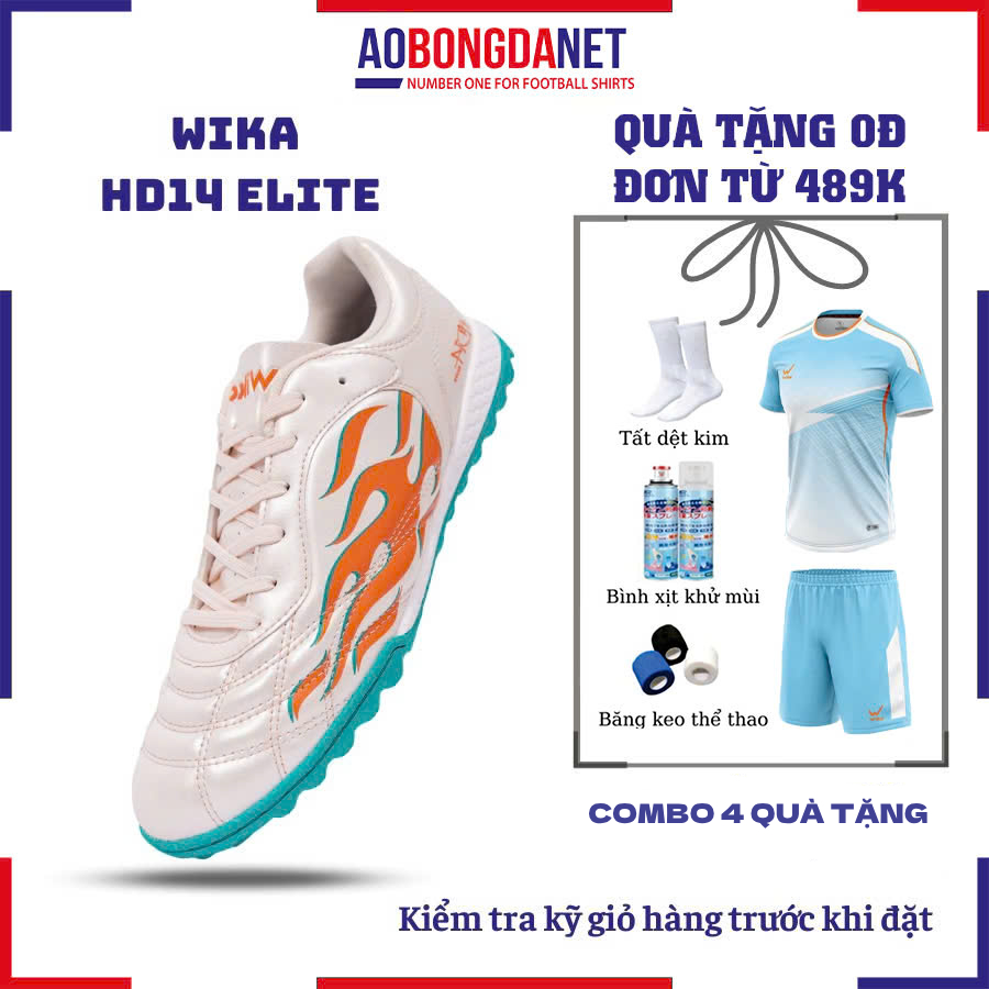 Giày Đá Bóng Nam Nữ Wika HD14 Elite Chính Hãng, Giày Đá Banh Wika Hoàng Đức Sân Cỏ Nhân Tạo Ôm Chân
